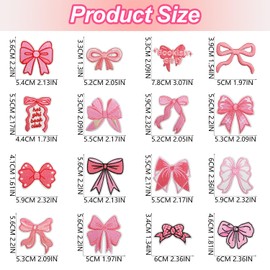16 Pcs Iron on Patches for Clothing Pink Bow Sew on Patches Embroidered Applique Patches Cute Bow Knot Repair Fabric for Clothes Jackets Jeans Hats Shoes Backpacks Decoration DIY
