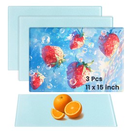 AceSubli 3Pcs 15"x11" Sublimation Cutting Board Blanks, Textured Tempered Glass Cutting Board Blanks, Anti Slip Sublimation Glass Photo Picture Frame for Gifts Kitchen Decor, Individual Package