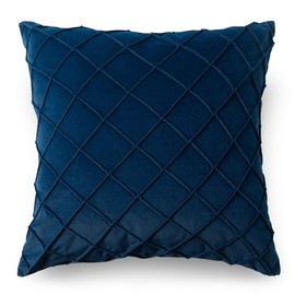 PLWORLD Navy Blue Throw Pillow Covers 20x20 Inch, Pleated Decorative Soild Large Cushion Case, Soft Velvet Textured Pillowcase for Couch Bed Bedroom, 1PC