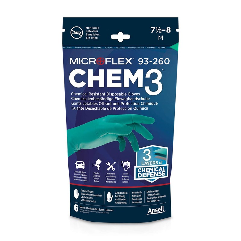 Ansell Microflex 93-260 Disposable Nitrile/Neoprene Gloves, Chemical Resistant, Industrial, Mechanics