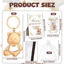 Sacubee 50 Set Bear Baby Shower Favors for Guest 1 Thank You for Coming Sign 50 Bear Bottle Opener 50 Thank You Cards with Organza Bags Baby Shower Return Gift for Baby Shower Girls Boys