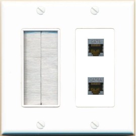 RiteAV CAT6-SHIELDED CAT6A with Brush Wall Plate [White]