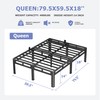 NKZ 18 Inch Queen Size Bed Frame, Metal Bed Frame