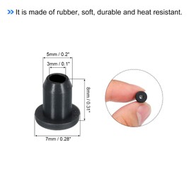 MECCANIXITY 30Pcs T Type Rubber Grommet Mount Dia 5mm (7x3x8mm) Seal Protection Flexible Hole Plugs for Cable Pipe Black