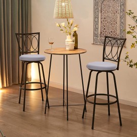 Deisy Dee 4PCS Round Bar Stool Seat Covers Stretch Round Chair Covers for 13-16 Inch Stool Chair (Sliver)