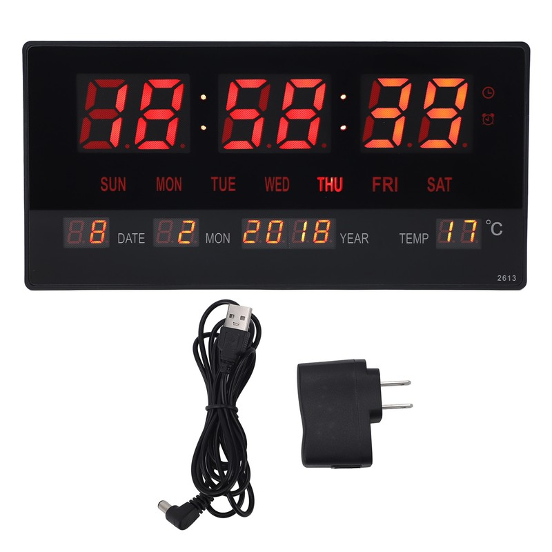 LED Number Clock Large Big Digital Display with Temperature Wall