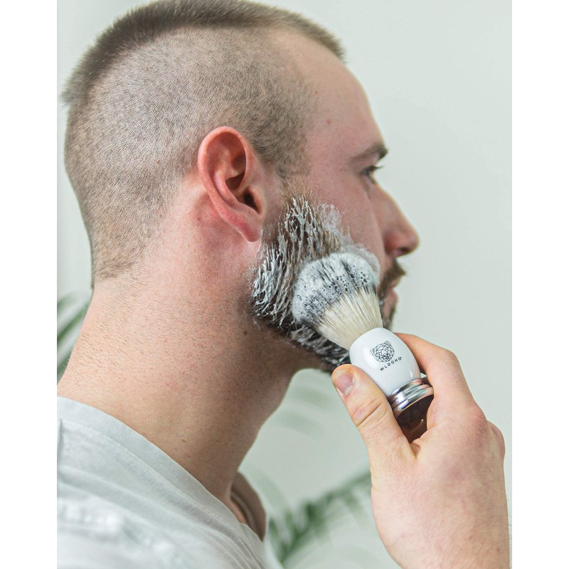 WLDOHO Vegan Shaving Brush with Wooden Handle Made of High-Quality