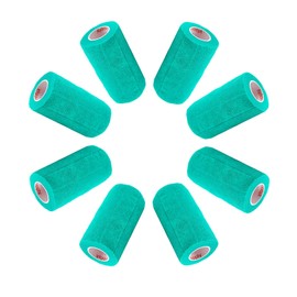 4 Inch Vet Wrap Tape Bulk (Teal) (Pack of 6) Self Adhesive Adherent Adhering Flex Bandage Grip Roll for Dog Cat Pet Horse