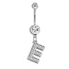 Initial Dangle Belly Button Rings | Embellished with CZ Crystals