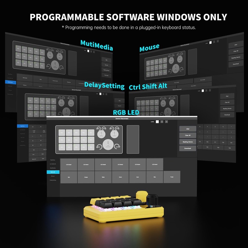 Mini Macro Programmable Keypad, One Handed Custom Programmable Gaming Keyboards