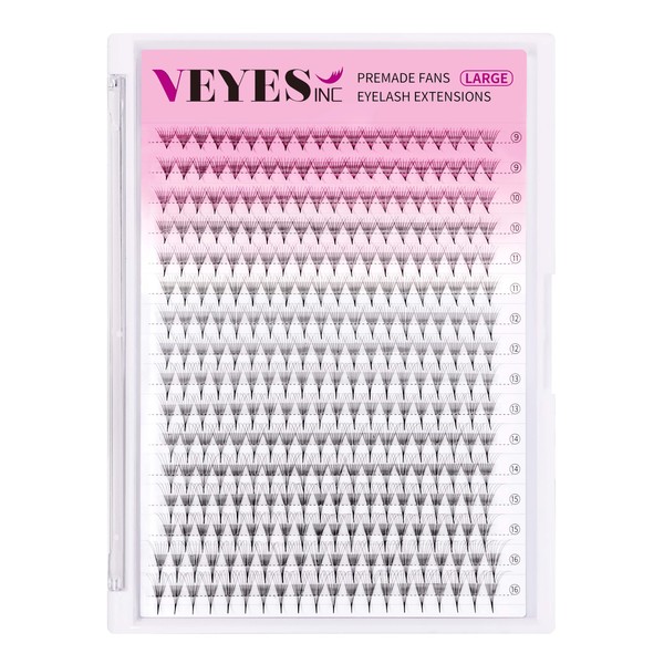 VEYES INC Premade Fans Eyelash Extensions 3D-14D C/D curl 9-16mm