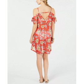 Miken Cold-Shoulder Swimsuit Cover-Up Dress Size Large Red Floral NEW