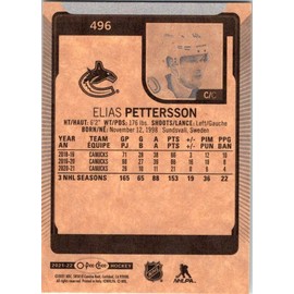 2021-22 O-Pee-Chee Hockey #496 Elias Pettersson Hockey Card Vancouver