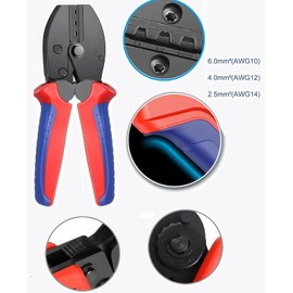 Crimping Pliers Solar Crimping Tool Set for 2.5/4/6 mm² Solar Panel PV Cable, 1 x PV Crimping Plier, 10 Pairs Solar Cable Connector + 10 Pairs Male/Female Solar Plug + 2 x Solar Connector Wrench