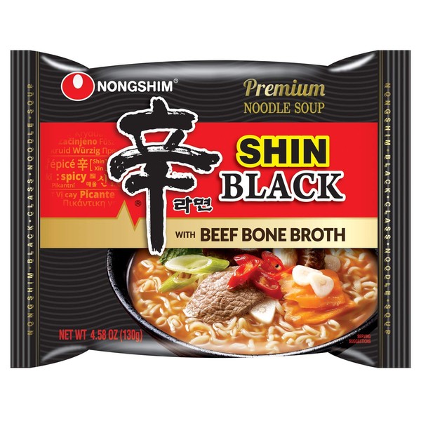 Nongshim [Shin Ramyun Combo 8packs] Shin Ramyun BLACK (4 packs)+Shin