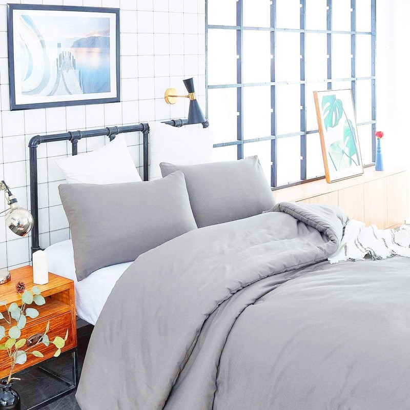 Houseri Grey Comforter Full Size Light Gray Bedding Comforter Sets