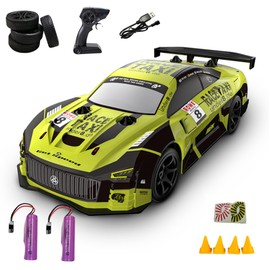 Q165 RC Drift Car, 1:20 Scale Remote Control Car, 4WD RC Cars, High Speed Drift Car with LED Lights and Drift Tires for Adults, 30km/h Fast RC Racing Car (Green)