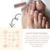 French Tip False Toenails - Short Square Nude Pink Fake