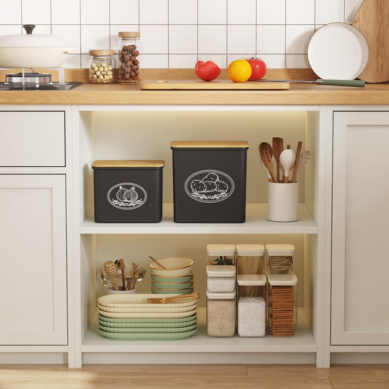Lifewit Potato and Onion Storage Bin, Stackable Vegetable Storage Tins