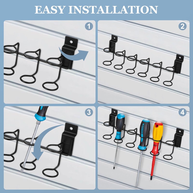MOJIEZUO 8 Pcs Slatwall Screwdriver Holder Tool Hangers Stainless Steel