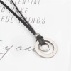 JczR.Y Leather Necklace for Men Double Circle Rings Leather Rope