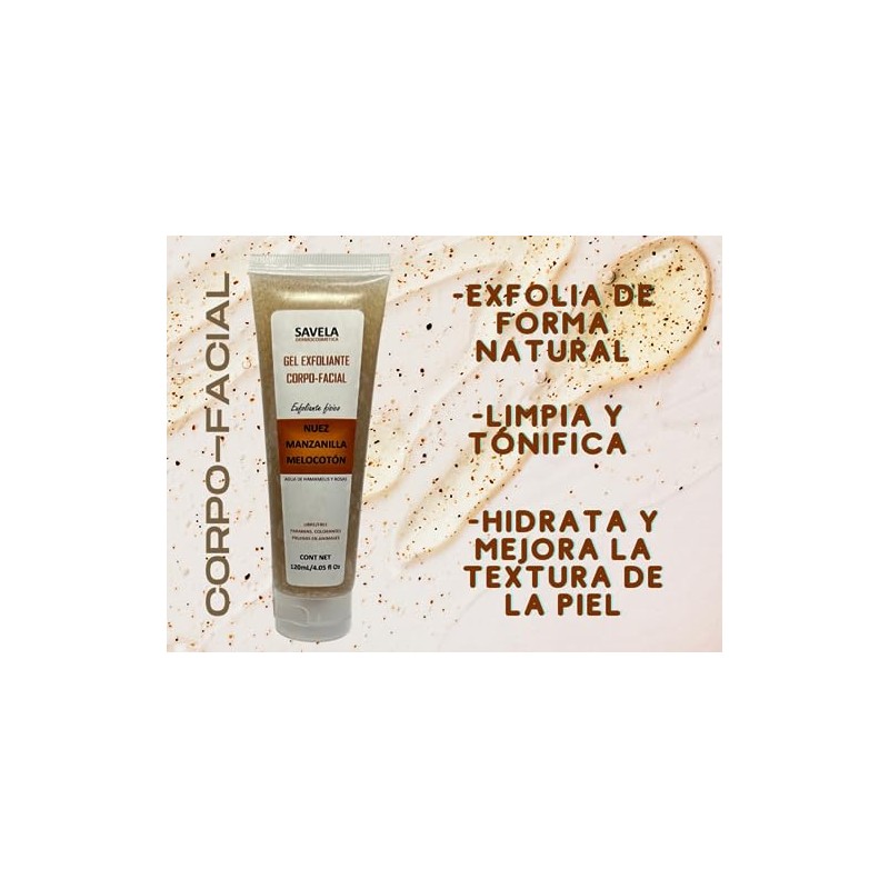 GEL EXFOLIANTE CORPO-FACIAL NUEZ, MANZANILLA Y MELOCOTÓN 120ML/4.05 fl oz.