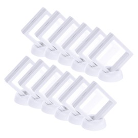 sourcing map 20 Pcs 3D Floating Display Case, 2.76 x 2.76 Inch Floating Frame Display Holder Stand, Transparent PE Jewelry Storage Box, White