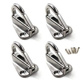 Flomore Fender Hook Marine Grade 316 Stainless Steel Spring Snap Hook Boat Ship Hardware come with screws (Pack of 4)