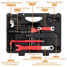 BIKEHAND 18 Piece Bike Bicycle Repair Tool Kit Set - Great Bike Maintenance Tools for Mountain & Road Bike -Bike Tools Set Complete with Torque Wrench