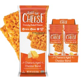 Just the Cheese Cheese Crisps | High Protein Baked Keto Snack | Made with 100% Real Cheese | Gluten Free | Low Carb Lifestyle | CHEESE & AGED CHEDDAR BLEND, 0.8 Ounces (Pack of 10)