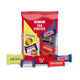 Butterfinger, CRUNCH, Baby Ruth, 100 Grand Minis, Assorted Candy Bars, Great for Sharing, Bulk 135 Count Pack, 55.3 oz