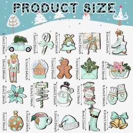 Pack of 24 Christmas Tree Pendants, 12 Designs Wooden Christmas Decoration Pendants, Wooden Decoration Christmas, Christmas Calendar Decoration, Christmas Tree Decoration (Sega)