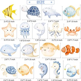 36 decoraciones para cupcakes con temática oceánica, 18 diseños de suministros de decoración de cupcakes, adorables decoraciones de pasteles de animales del océano, bajo el mar para niños, niños,
