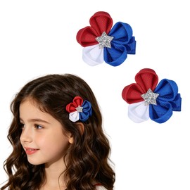 4th of July Hair Clips for Girls Red White and Blue Accessories Fourth of July Accessories Flower Hair Clips Star Hairpins Patriotic Cute Barrettes for Styling Party Supplies Decorations