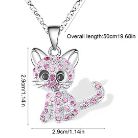 VYIBPDY Chain Girl, Children's Jewellery, Girls Jewellery, Cute Cat Necklace for Girls, Cat Pendant, Gift for Christmas, Pink, 1 Piece, Bamboo