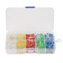 350PCS LED Light Emitting Diode 2pin Diffused Assortment Kit 3mm 5mm Assorted 5 Color Red/Yellow/Green/White/Blue