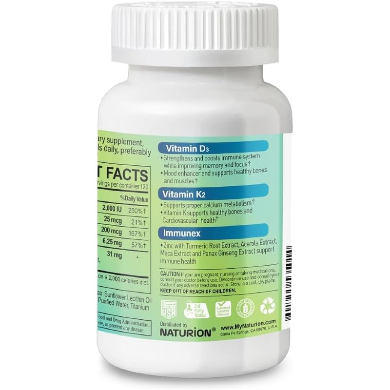 D3+K2 IMMUNEX – Vitamin D3 2000 IU, K1 25 mcg,