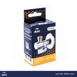 Duro Smart Angle Valve, 1/2 to 3/8 Inch Angle Regulating Valve for Cold and Hot Water Pipes, Chrome-Plated, with 1/4 Turn Close Valve for Quick Opening and Closing of the Valve, with Filter
