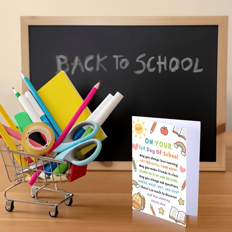 First Day of School Card for Kids Students, 1st Day