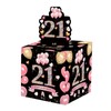 21st Birthday Money Box - Black Pink Pull Surprise Cash
