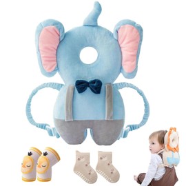 AUEPLCIO Baby Walker Head Protector Backpack Wear,Toddler Adjustable Baby Head Protection for 5-24 Months Baby Learning Walking Crawling Baby Head Protection Pad (Elephant)