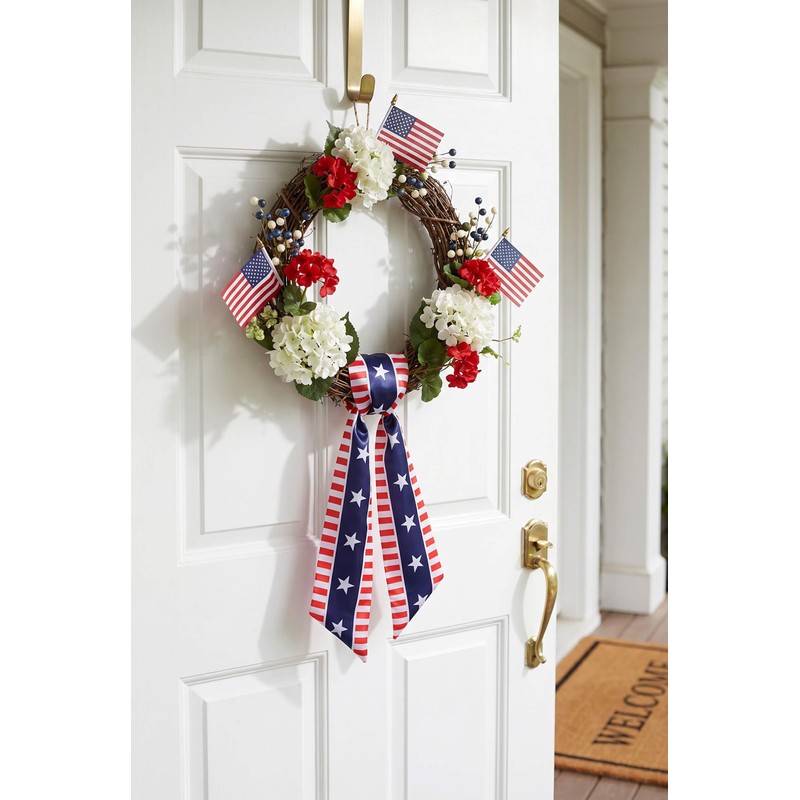 2 Pack Patriotic Wreath Sash for Front Door, 5" W
