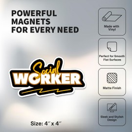 Social Worker Magnet 4 inch 2 Pack Vinyl for Fun Souvenir Gift Refrigerator Fridge Dishwasher ID44999