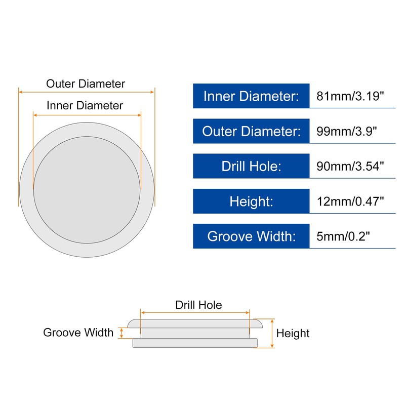 uxcell 3Pcs Rubber Grommets 3-9/16" (90mm) Drill Hole, 3-3/16" (81mm)