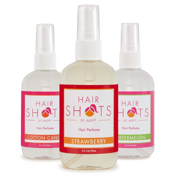 Hair Shots Heat Activated Hair Fragrance Utter Sweetness Bundle 3 Items: Cotton Candy, Strawberry, Watermelon