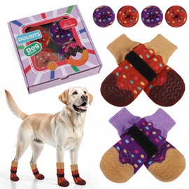 EXPAWLORER 8 Pcs Anti Slip Dog Socks, Dog Shoes for Hot Pavement, Dog Booties for Hardwood Floor, Prevent Licking Paws, Boots & Paw Protectors for Small Medium Large Senior Dogs