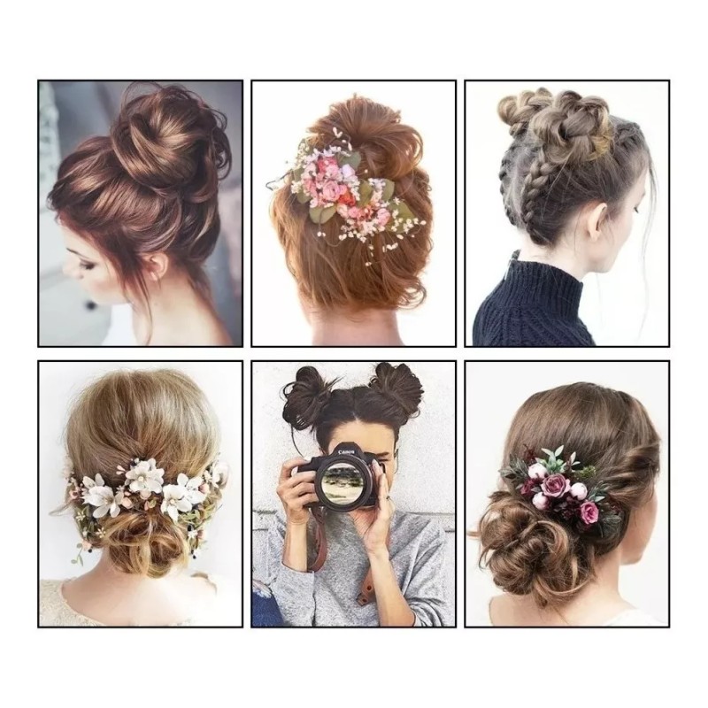 Felendy Scrunchie Con Rodete Postizo Ondulado Y Despeinado, 2 Piezas