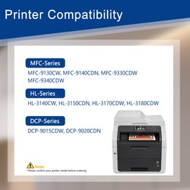 TN221BK TN221C TN221M TN221Y 4-Color Toner Cartridge Set Replacement for Brother TN221 TN-221 to Use with HL-3170CDW HL-3180CDW MFC-9130CW MFC-9330CDW Printer Toner (1Black+1Cyan+1Magenta+1Yellow)