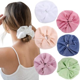 Oversized Satin Women Hair Scrunchies - 6Pcs Giant Hair Scrunchies Satin Scrunchy Hair Ties Bands Ropes Elastic Ponytail Holders for Women Girls (Solid color #4)