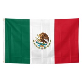Mexico Flag 3x5 Feet Polyester Fiber Mexico Flag in Bright Colors with Brass Grommets for Yards, Gardens, Celebrations, Indoor and Outdoor Decoration